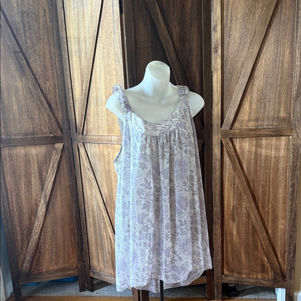 Apostrophe Lingere Lavender Floral Ruffle Shoulder Night Gown Teddy Dress